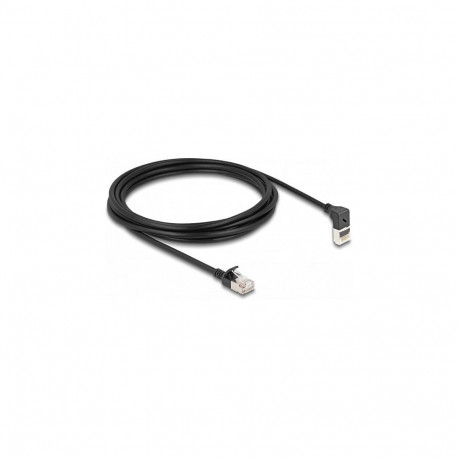 "Delock RJ45 Netzwerkkabel Cat.6A S/FTP Slim 90° oben gewinkelt / gerade 3 m schwarz"