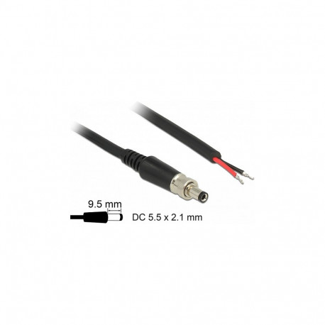 "Delock Stromversorgungskabel DC 5,5 x 2,1 x 9,5 mm verschraubbar zu offenen Kabelenden 95 cm"