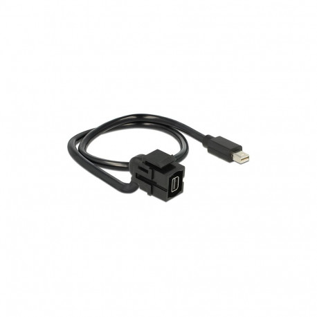 "Delock Keystone Modul mini DisplayPort Buchse 110° > mini DisplayPort Stecker mit Kabel schwarz"