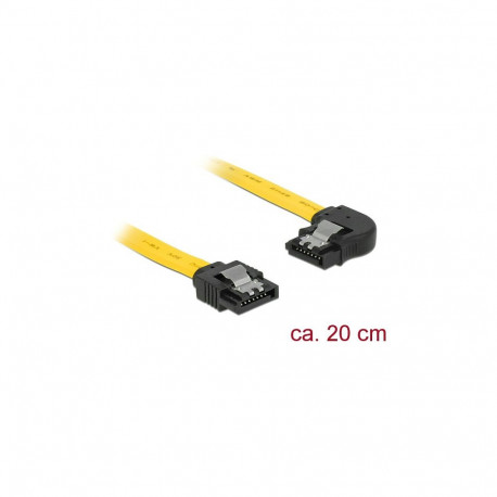 Delock SATA 6 Gb/s kollane kaabel, sirge ja vasakule nurgaga, 20 cm