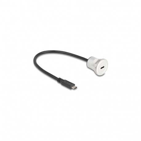 "Delock USB 10 Gbps Type-C™ Einbaubuchse mit Kabelpeitsche Stecker 30 cm Aluminium"