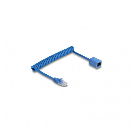 "Delock RJ45 Spiralkabel Stecker zu Buchse Cat.6 UTP 0,45 m bis 0,75 m blau"