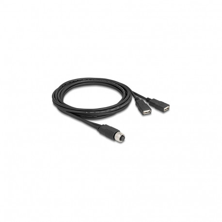 Delock M12 A-kodiert 8 pin pesa kuni 2 x USB 2.0 Typ-A pesa kaabel, 2 m, must