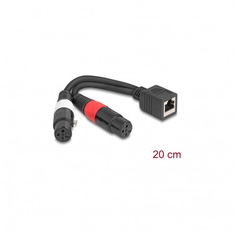 Adapterkaabel RJ45-pesast 2 × XLR 3 Pin pesasse 20cm, must