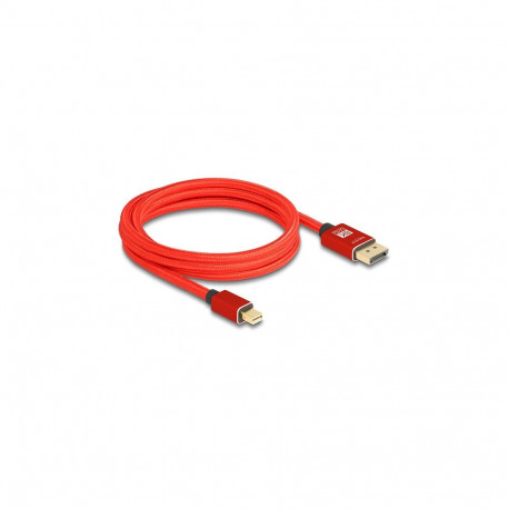 "Delock Mini DisplayPort zu DisplayPort Kabel 8K 60 Hz 2 m rot Metall ohne Einrastfunktion"