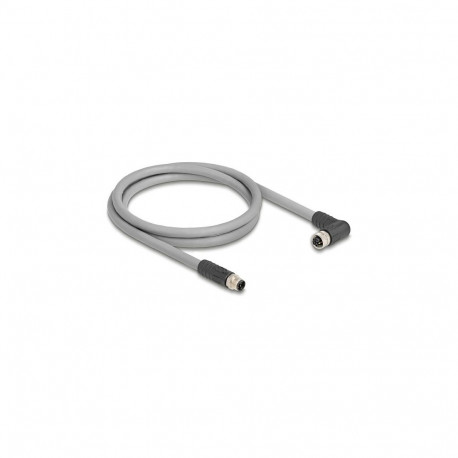 "Delock M12 Kabel L-kodiert 5 Pin Stecker gerade zu Buchse rechts gewinkelt PUR schleppkettentauglic