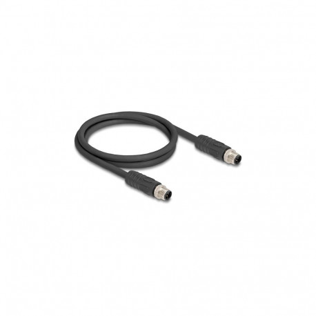 "Delock M12 Kabel L-kodiert 4 Pin Stecker zu Stecker PUR schleppkettentauglich 1 m schwarz"