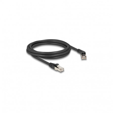 Delock RJ45 võrgukaabel Cat.6A S/FTP 45° paremale nurgaga pistik sirge pistikuga 2 m must
