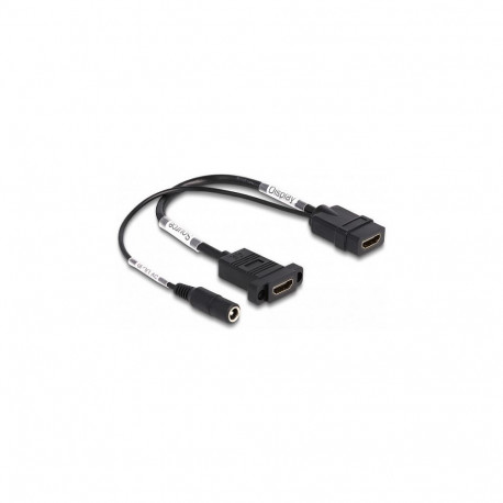 Delock HDMI kaabel 4K 60 Hz DC-toitega 2,1 x 5,5 mm 0,30 m paigaldatav