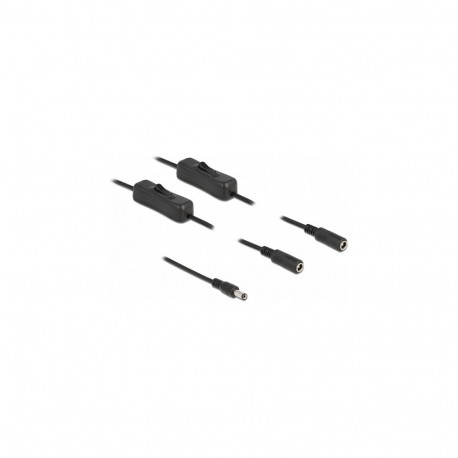 "Delock Kabel DC 5,5 x 2,1 mm Stecker zu 2 x DC Buchse mit Schalter 1 m"