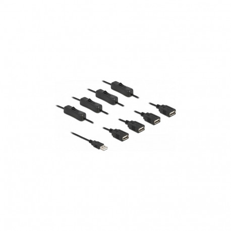 "Kabel USB Typ-A Stecker zu 4 x USB Typ-A Buchse mit Schalter 1 m"