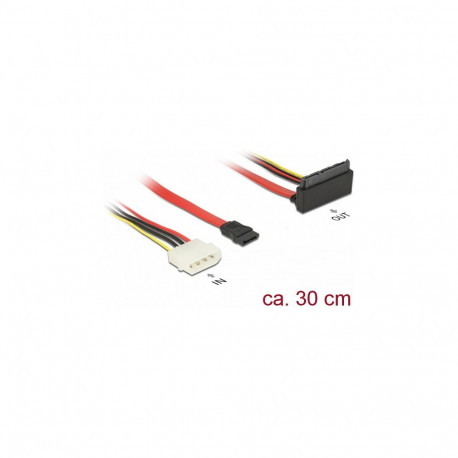 Delock SATA 6 Gb/s kaabel 7 Pin pesa + Molex 4 Pin toitepistik > SATA 22 Pin ülespoole nurgaga pesa 