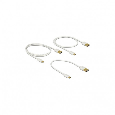 "Daten- und Schnellladekabel USB 2.0 Typ-A Stecker > USB 2.0 Typ Micro-B Stecker 3 Stück Set weiß"