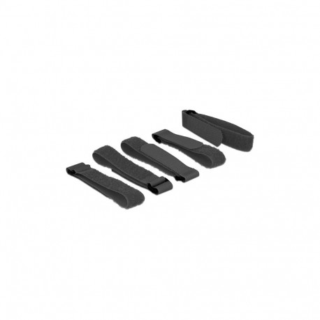 "Delock Klett-Kabelbinder L 300 mm x B 20 mm 5 Stück mit Schlaufe schwarz"
