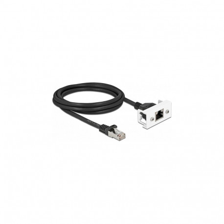 Delock võrgu pikenduskaabel Easy 45 moodulile S/FTP RJ45 pistik-pesa Cat.6A 2 m must / valge