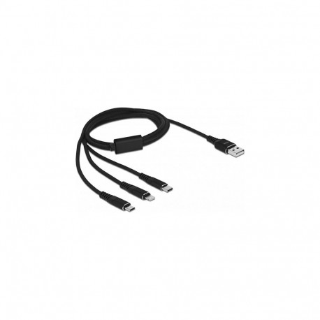 Delock 3-ühes USB laadimiskaabel Typ-A - Lightning™ / Micro USB / USB Type-C™ 1 m must
