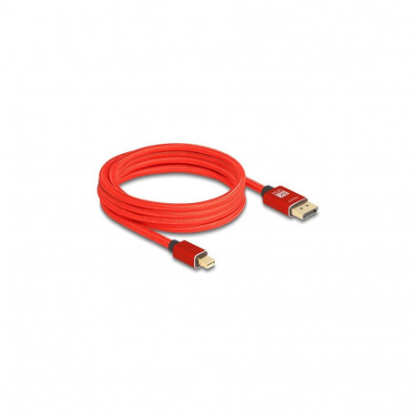 "Delock Mini DisplayPort zu DisplayPort Kabel 8K 60 Hz 3 m rot Metall ohne Einrastfunktion"