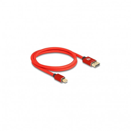 "Delock Mini DisplayPort zu DisplayPort Kabel 8K 60 Hz 1 m rot Metall ohne Einrastfunktion"
