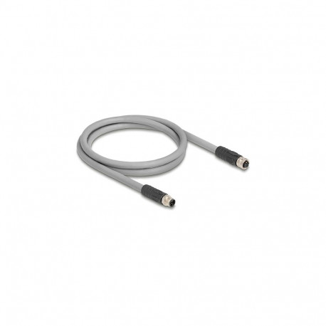 "Delock M12 Kabel L-kodiert 5 Pin Stecker zu Buchse PUR schleppkettentauglich 1 m grau"