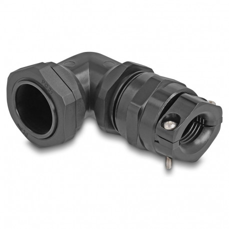 Delock PG21 must 90° nurgaga kaabliläbiviik tõmbetõkise ja paindekaitsmega