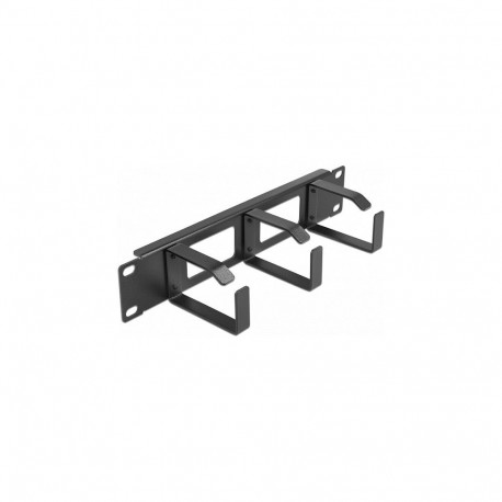 "Delock 10? Kabelmanagement Rangierpanel mit 2 Öffnungen und 3 Bügeln 1 HE schwarz"