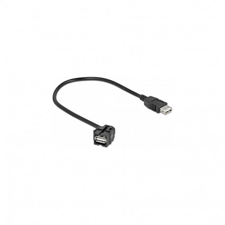 Delock Keystone moodul USB 2.0 A pesa 250° > USB 2.0 A pesa kaabliga, must