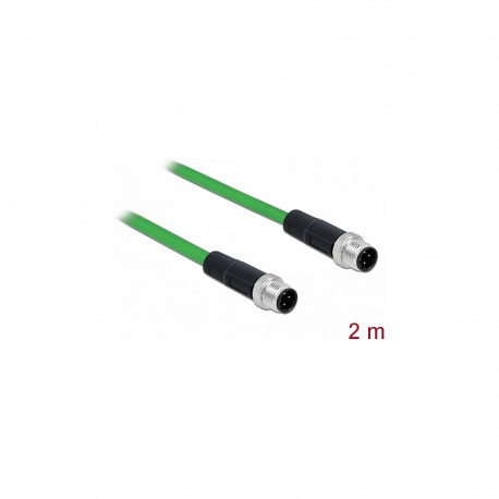 "Delock Netzwerkkabel M12 D-kodiert 4 Pin Stecker zu Stecker TPU 2 m"