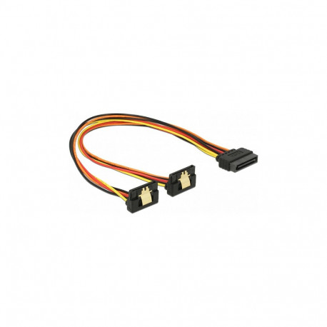 "Delock Kabel SATA 15 Pin Strom Stecker mit Einrastfunktion > 2 x SATA 15 Pin Strom Buchse 30 cm"