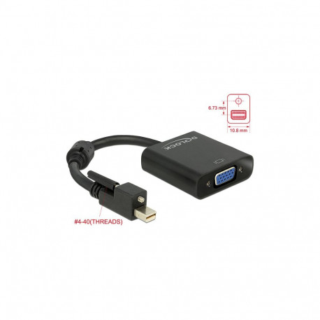 "Delock Adapter mini DisplayPort 1.2 Stecker mit Schraube > VGA Buchse schwarz"