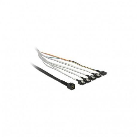 Delock Mini SAS SFF-8643 > 4 x SATA 7 Pin + Sideband kaabel, 0,5 m, metall