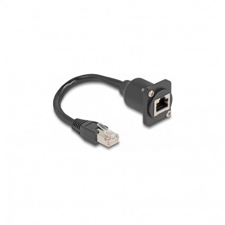 "D-Typ RJ45 Kabel Stecker zu Buchse Cat.5e schwarz 20 cm"