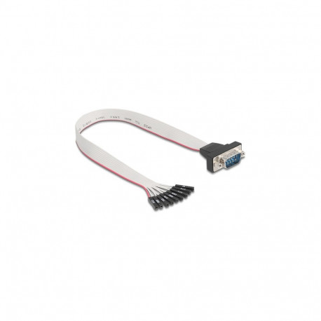 "Flachbandkabel RS-232 mit 9 x Pfostenbuchse zu D-Sub 9 Pin Stecker mit Muttern 30 cm"