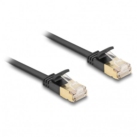 Delock RJ45 võrgukaabel Cat.6A pistik-pistik tugeva lukustiga ja Cat.7 lamekaabel U/FTP 5 m must