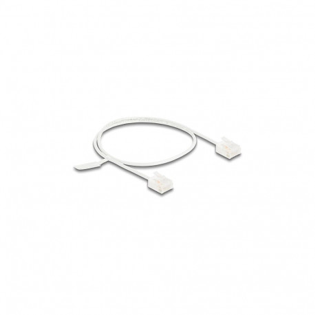 "Delock RJ45 Netzwerkkabel Cat.6 UTP Ultra Slim 0,5 m weiß mit kurzen Steckern"