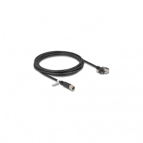 "Delock M12 Kabel X-kodiert 8 Pin Buchse zu RJ45 Stecker mit Schrauben Cat.6A S/FTP 3 m schwarz"