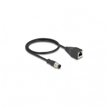 "Delock M12 Kabel D-kodiert 4 Pin Stecker zu RJ45 Buchse PVC 0,5 m"