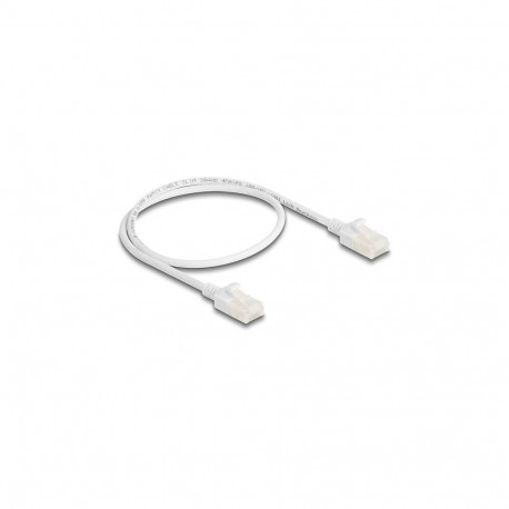Delock RJ45 Cat.6A tööstuslik võrgukaabel robustse lukustuslapatsiga U/UTP Slim 0,5 m valge