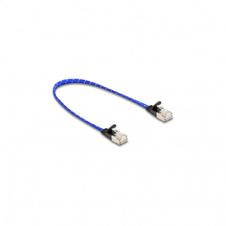 "Delock RJ45 Flachband Netzwerkkabel mit Geflechtmantel Cat.6A U/FTP 0,3 m blau"