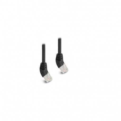 "Delock RJ45 Netzwerkkabel Cat.6A S/FTP 45° nach unten gewinkelt 0,25 m schwarz"
