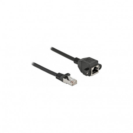 "Delock Netzwerk Verlängerungskabel S/FTP RJ45 Stecker zu RJ45 Buchse Cat.6A 25 cm schwarz"