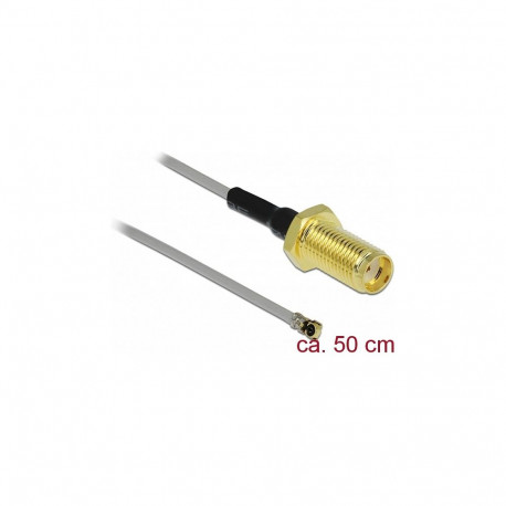Antennikaabel SMA paneelpaigaldatava pesa ja I-PEX Inc. MHF® 4L pistikuga 1.37, 50cm, keerme pikkus 