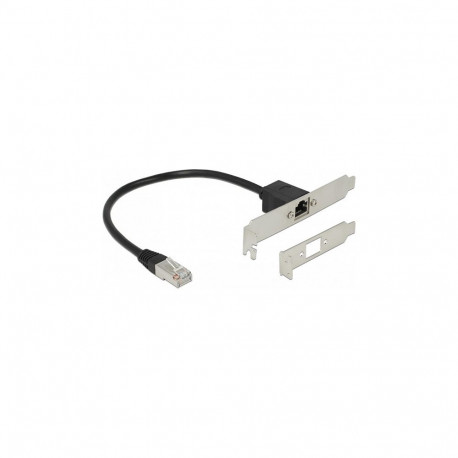 "Delock Netzwerk Verlängerungskabel RJ45 Cat.5e 30 cm mit Standard und Low Profile Slotblende"