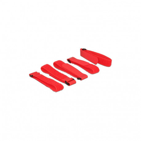 "Delock Klett-Kabelbinder L 300 mm x B 20 mm 5 Stück mit Schlaufe rot"