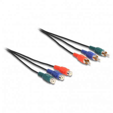 "Delock Cinch RGB Verlängerungskabel 3 x Stecker zu 3 x Buchse 1 m"