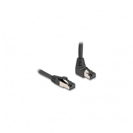 "Delock RJ45 Netzwerkkabel Cat.8.1 S/FTP 90° unten gewinkelt / gerade 0,5 m schwarz"