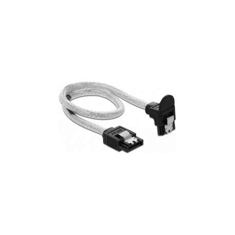 Delock SATA 6 Gb/s sirge ja alt nurgaga kaabel 30 cm läbipaistev