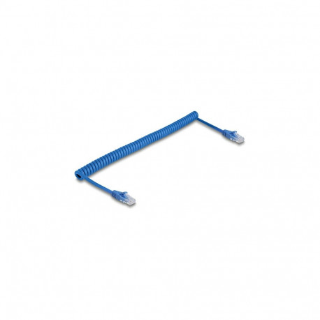 Delock RJ45 spiraalkaabel pistik-pistik Cat.6 UTP 1,3 m kuni 3,3 m sinine