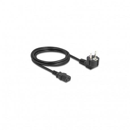 Arvuti toitekaabel kaitsekontaktpistikuga CEE 7/7, 90° nurga all, C13 pesaga, 2m, 3 x 1,00 mm², must