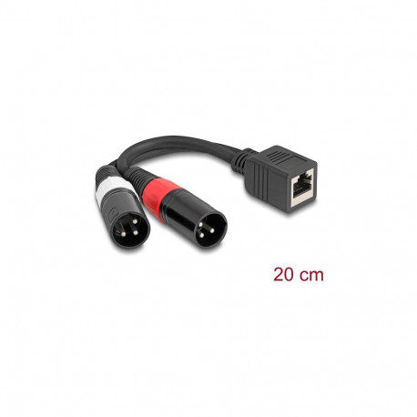 "Adapterkabel RJ45 Buchse zu 2 x XLR 3 Pin Stecker schwarz 20 cm"