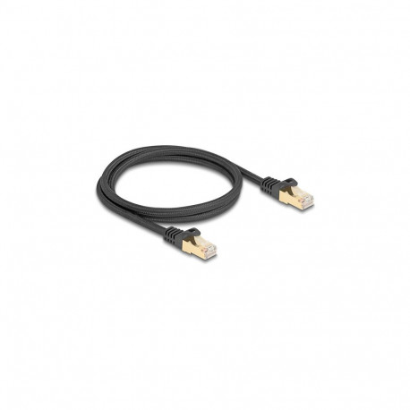 "Delock RJ45 Netzwerkkabel mit Geflechtmantel Cat.6A S/FTP Stecker zu Stecker 1 m schwarz"